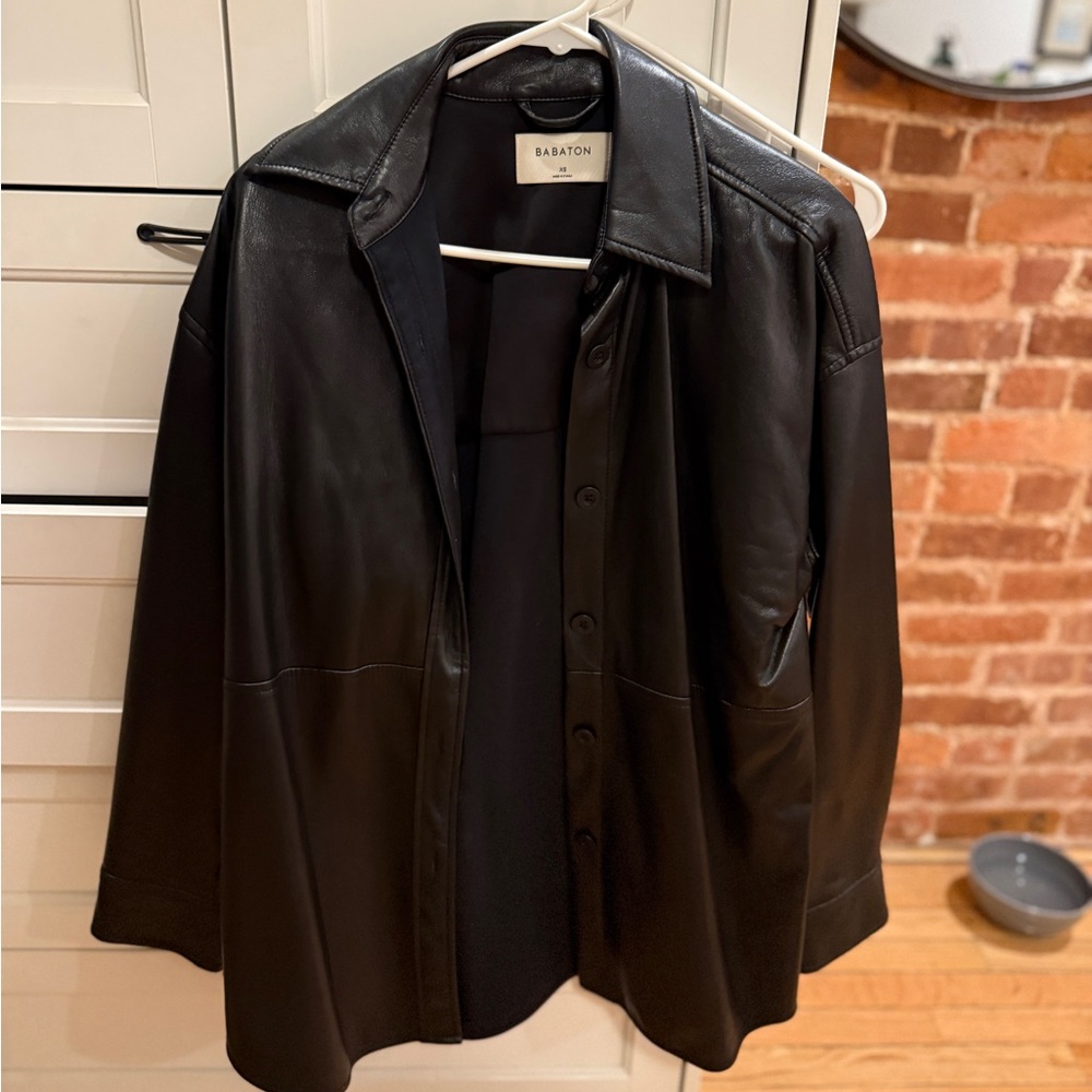 Aritzia Black Leather Shacket